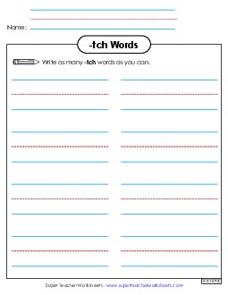 Phonics Brainstorm (-tch Words) Phonics Trigraphs Worksheet