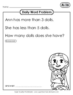 Daily Word Problems A-16 through A-20 Worksheet