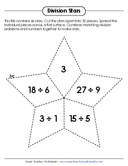 Division Star Puzzles Worksheet