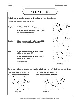 Multiplication Nines Trick Worksheet