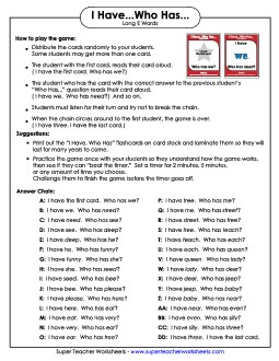 I have.. Who has... (Long E) Phonics Worksheet