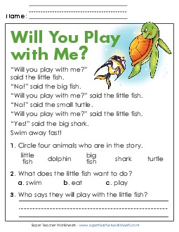 New Will You Play with Me? Worksheet