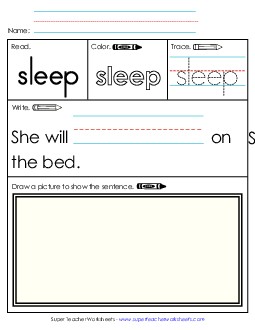 Worksheet 3: Sleep Free Sight Words Individual Worksheet