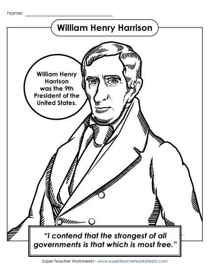 aPresident #9: William Henry Harrison<br>Coloring Page