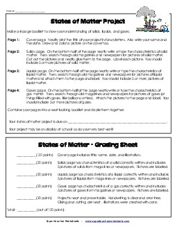 States of Matter Project 6th Grade Science Worksheet