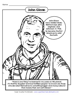 John Glenn  Space Worksheet