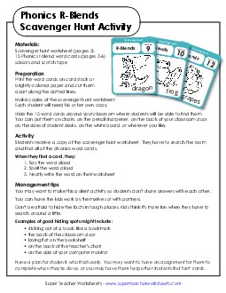 Scavenger Hunt: R-Blends Phonics Blends Worksheet