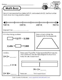 Math Buzz: Week 22 Worksheets 106 through 110 Daily Math Review Worksheet