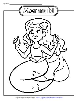 Mermaid Coloring Pages Worksheet