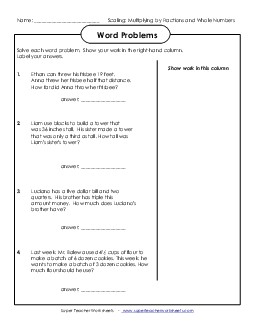 Scaling: Word Problems (Multiply Fractions / Whole Numbers) Multiplication Worksheet