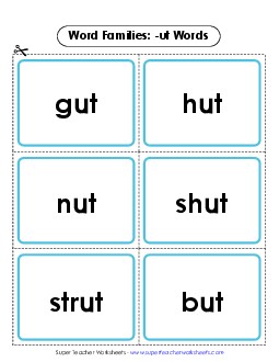 Flashcards (-ut) Word Families Worksheet