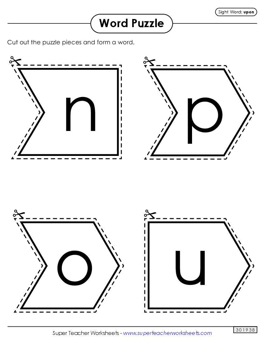 Word Puzzle: Upon Sight Words Individual Worksheet