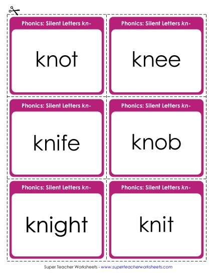 New Phonics Flashcards: Kn Words Worksheet New Phonics Flashcards: Kn Words Worksheet