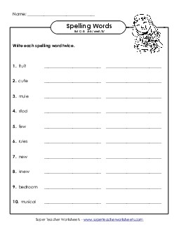 Write Twice (C-5) Spelling C Worksheet