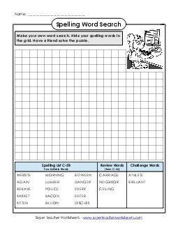 Make-a-Search (C-28) Spelling C Worksheet