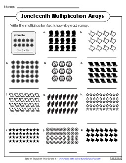 Juneteenth Multiplication Arrays Worksheet