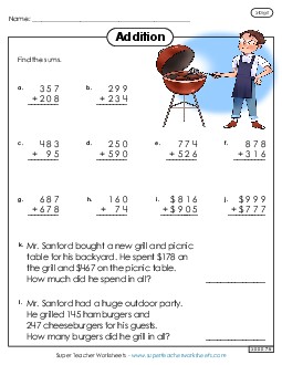 Adding Three-Digit Numbers 3rd Grade 3rd Grade Math Worksheet