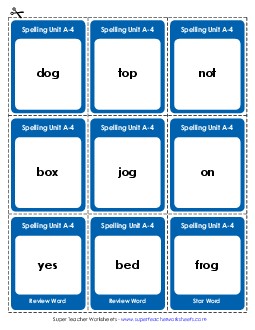 Flashcards (A-4) Spelling A Worksheet