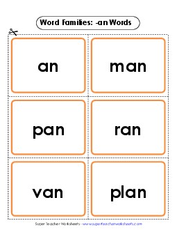 Flashcards (-an) Word Families Worksheet