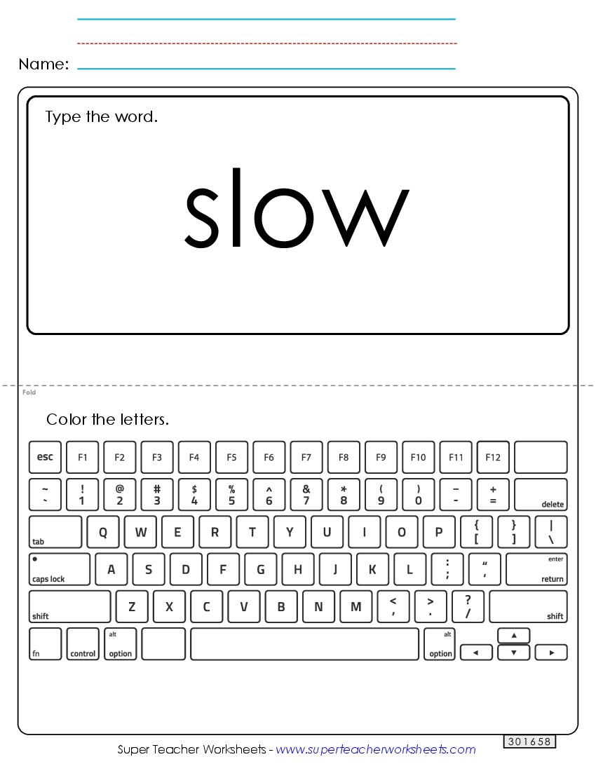 Type the Word: Slow Sight Words Individual Worksheet