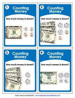 Task Cards: Money up to $12 Counting Money Worksheet