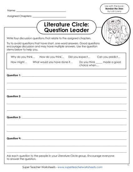 New Number the Stars Literature Circle: Question Leader Worksheet New Number the Stars Literature Circle: Question Leader Worksheet