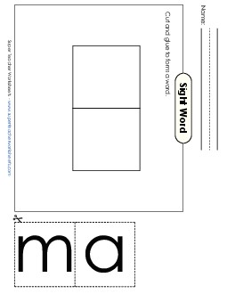 Large Cut-and-Glue: Am Sight Words Individual Worksheet