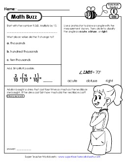 Math Buzz: Week 8 Worksheets 36 through 40 Daily Math Review Worksheet