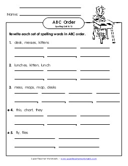 ABC Order - Word Sets (B-13) Spelling B Worksheet