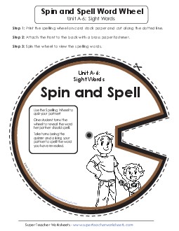 Spin and Spell (A-6) Spelling A Worksheet