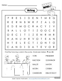 Voting Word Search Free Worksheet