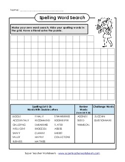 Make-a-Search (E-26) Spelling E Worksheet