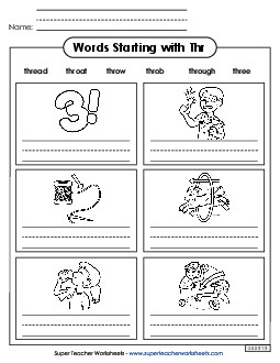 Writing Words That Start with Thr- Phonics Blends Worksheet