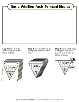 Pennant Display: Basic Facts Addition Worksheet