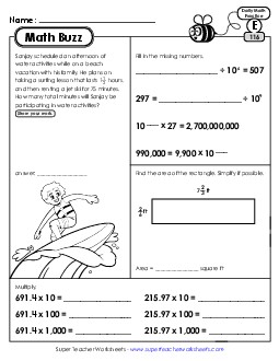 Math Buzz: Week 24 Worksheets 116 through 120 Daily Math Review Worksheet