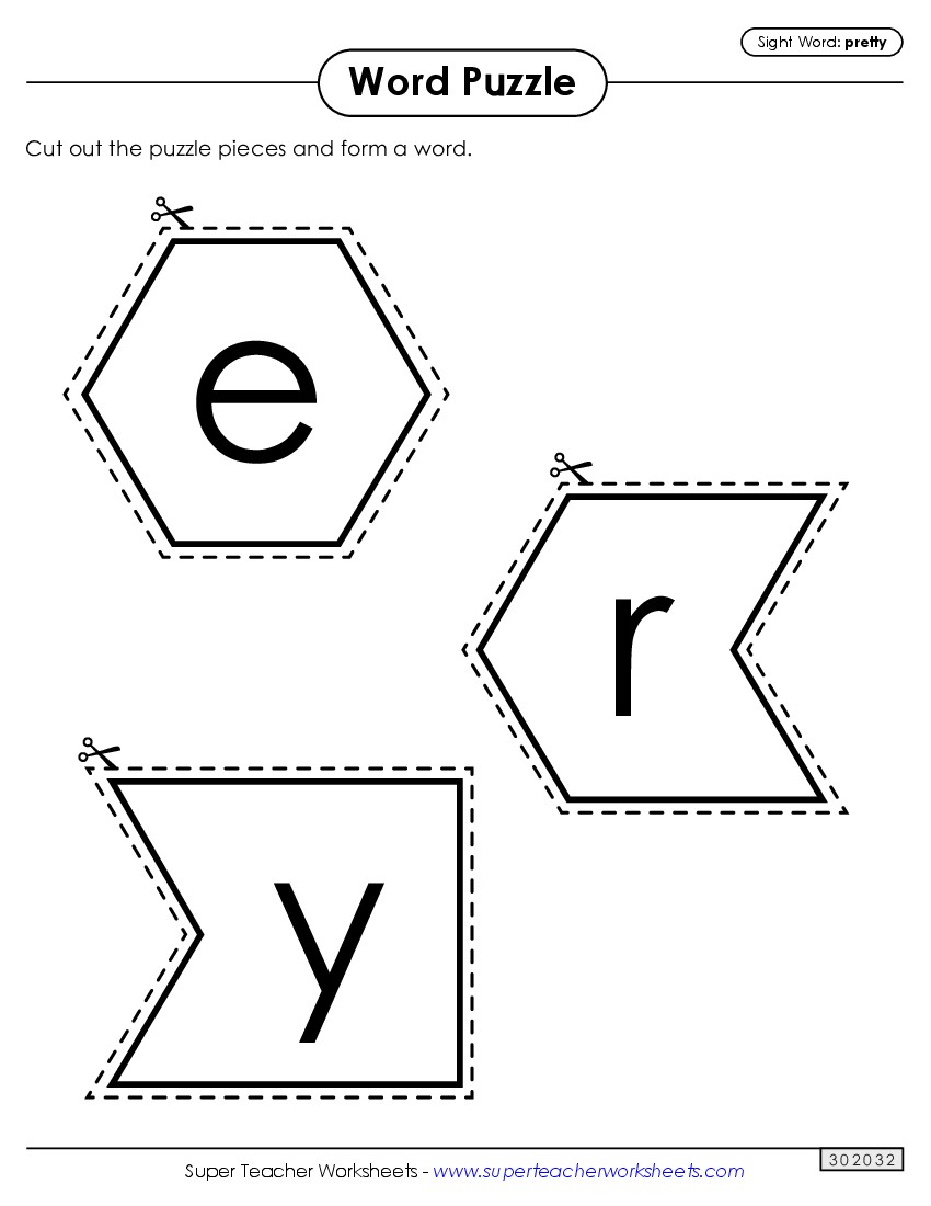 Word Puzzle: Pretty Sight Words Individual Worksheet