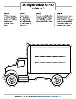 Math Slider: Truck Multiplication Worksheet