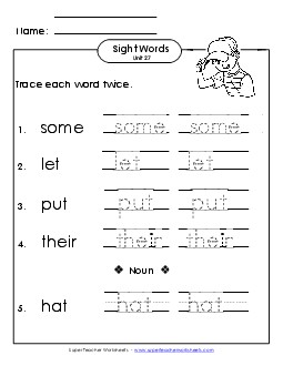 Trace Twice (Unit 27) Sight Words Worksheet