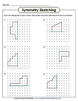 Symmetry Reflections (Dotted Graph Paper) Worksheet