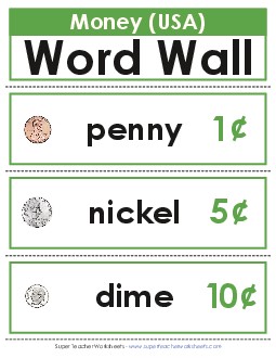 Money: Coins & Bills (USA) Counting Money Worksheet