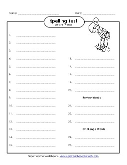 Spelling Test (D-18) Spelling D Worksheet