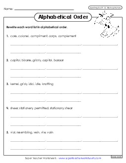 Alphabetical Order Worksheet (F-13) Spelling F Worksheet