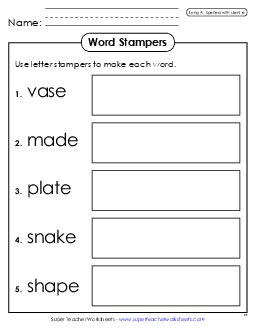 Letter Stampers (Long A Words) Phonics Long Short A Worksheet