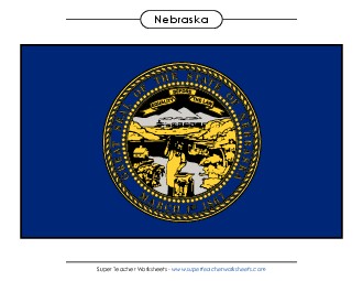 Nebraska State Flag (Full-Color Version) States Individual Worksheet