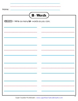 Phonics Brainstorm (Bl-)  Phonics Blends Worksheet