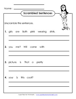 Scrambled Sentences (A-26) Spelling A Worksheet