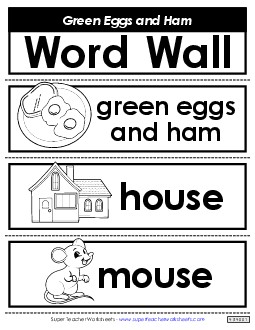 GE&H Word Wall Picture Book Green Eggs And Ham Worksheet