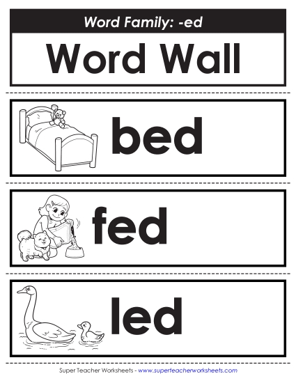 New Word Wall: -ed Words Worksheet New Word Wall: -ed Words Worksheet