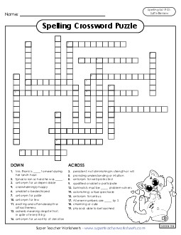 Crossword (F-22) Spelling F Worksheet