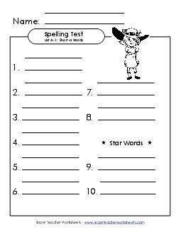 Spelling Test (A-1) Free Spelling A Worksheet